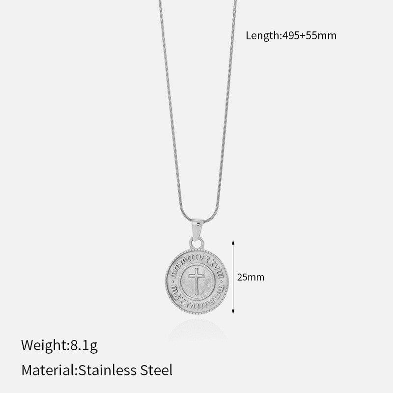 Wholesale vintage titanium steel electroplated 18K gold stainless steel cross necklace